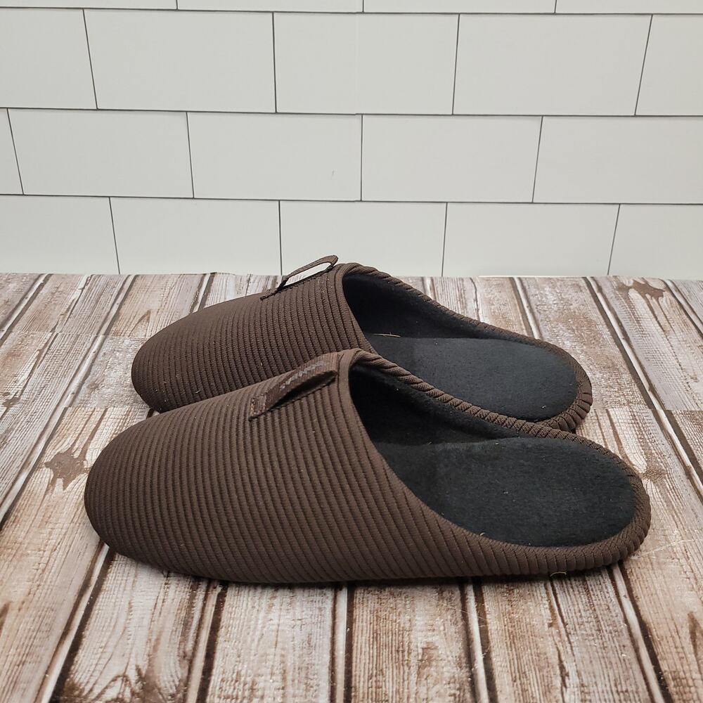 Bombas Brown Ribbed House Slippers Men's Size 12 Memory Foam Indoor Shoes